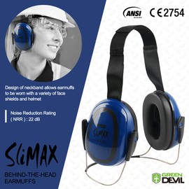 GREEN DEVIL Behind The Head Hearing Protection Ear Muffs SNR27dB/NRR 22dB Noise reduction Low Profile neckband Earmuff idea for full brim hard hats