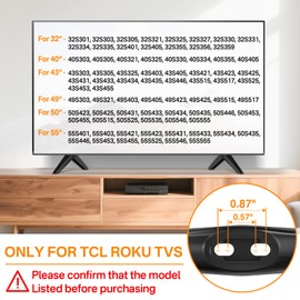 TV Base Stand Only for TCL Roku TV Legs– Replacement TV Legs Compatible with TCL Roku Models 32S321, 40S325, 43S303, 50S425, 55S525 No Wall Drilling with Screw Kits Easy to Install
