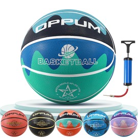OPPUM Premium Quality Kids & Youth Basketballs Size 3(22") and Size 5(27.5"), Crafted for Comfort, Control, and Competitive Play! (Volcano Blue, Size 5-27.5")