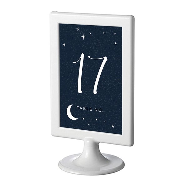 Andaz Press Love You to the Moon and Back Wedding Collection, Framed Table Numbers 17 - 24 on Perforated Paper, Double-Sided, 4 x 6-inch, 1 Set, Includes Frames