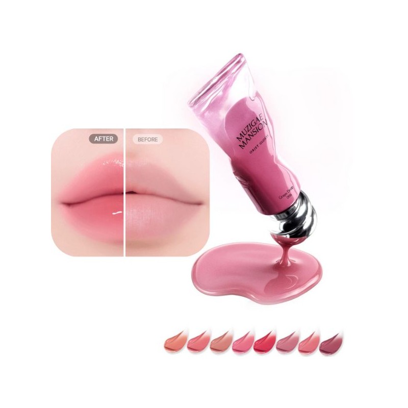 MUZIGAE MANSION Objet Glossy Tint 6g/Special Set 2items, Color:002 Rose