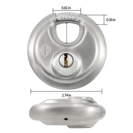 Heavy Duty Padlock with Key – 70mm Stainless Steel Commercial Discus Keyed Lock, High Security, 1 Pack