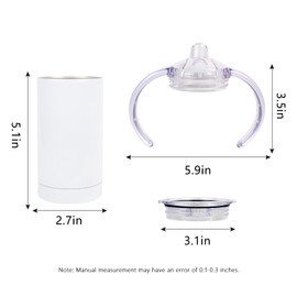 MAIKESUB 6 Pack Sublimation Blanks Sippy Cup Baby Bottle with Handles Straight Stainless Steel Insulated Skinny Tumblers with Splash proof Lid 12 oz Shatterproof Water Tumbler