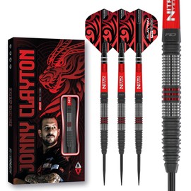 RED DRAGON Darts – Professional Player – Jonny Clayton Hiraeth 22g - 90% Tungsten Steel tip Darts Set with Dart Flights and Dart Shafts (Stems)