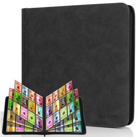 Old Canal Trading Card Binder, 12 Pocket Card Album Folder Hold Up to 720 Cards, Premium and Durable Zipper Binder, Cards Holder Album for MTG, TCG, Baseball Cards, Football Cards, Game Cards (Black)