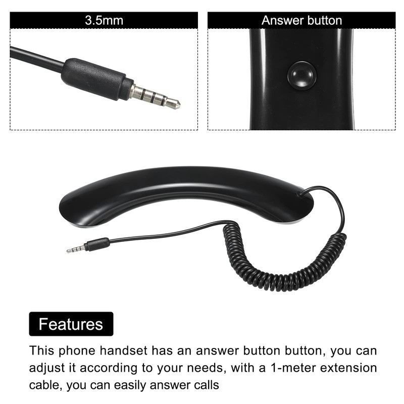 sourcing map 3.5mm Retro Telephone Handset Cell Phone Telephone Receiver