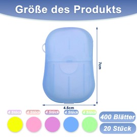 Scettar 20 Boxes Travel Soap Sheets (400 Sheets Portable Soap Sheets, Portable Soap Flakes, Disposable Soap for On the Go for Hiking and Trekking Tours Outdoors (5 Colours)