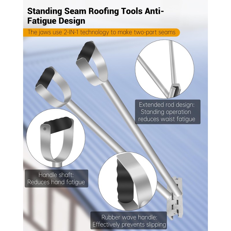 2-in-1Standing Seam Roofing Hand Seamer Tools, Metal Roofing Hand Seamer