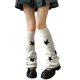 WODECASA Girls Kawaii Leg Warmers Knitted Flared Leg Sleeves Goth Crochet Baggy Cuff Ankle Heap Socks