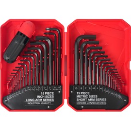 LOZAGU 35-Piece Allen Wrench Sets Metric and Standard Hex Key Set, Allen Key Set, MM(0.7mm-10mm) SAE(0.028"-3/8), Chrome Vanadium Steel
