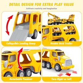 EUTOYZ Toys for 2 3 Year Old Boys, Toy Cars Construction Toys for 1-6 Year Old Boys Toys Age 1-6 Digger Toys Truck Toys Gifts for 1-6 Year Old Boys Car Boys Toys Age 1-6 Year Old Boys Toddlers Toy
