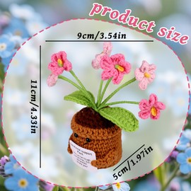TOYMIS Emotional Knitted Flower, Cute Forget Me Not Flowers Funny Knitted Crochet Flowers with Encouraging Card Incentive Gifts Perfect Desktop Decor for Family Friends