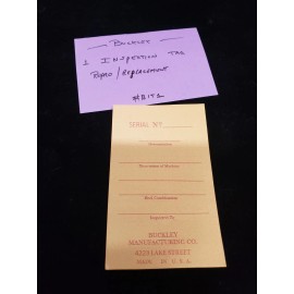BUCKLEY INSPECTION TAG, (1) INSPECTION TAGS ANTIQUE SLOT MACHINES #BIT1