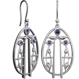 CHARLES RENNIE MACKINTOSH Silver Earrings - Music. Jewellery gift box included. 182AM