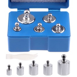 Mardatt 6 Pcs Precision Scale Calibration Weight Set, 5g 10g 2x20g 50g Grams Steel Weights Calibration with Tweezers for Digital Balance Scale, Jewellery Scale, M2 Class (Total 100g)