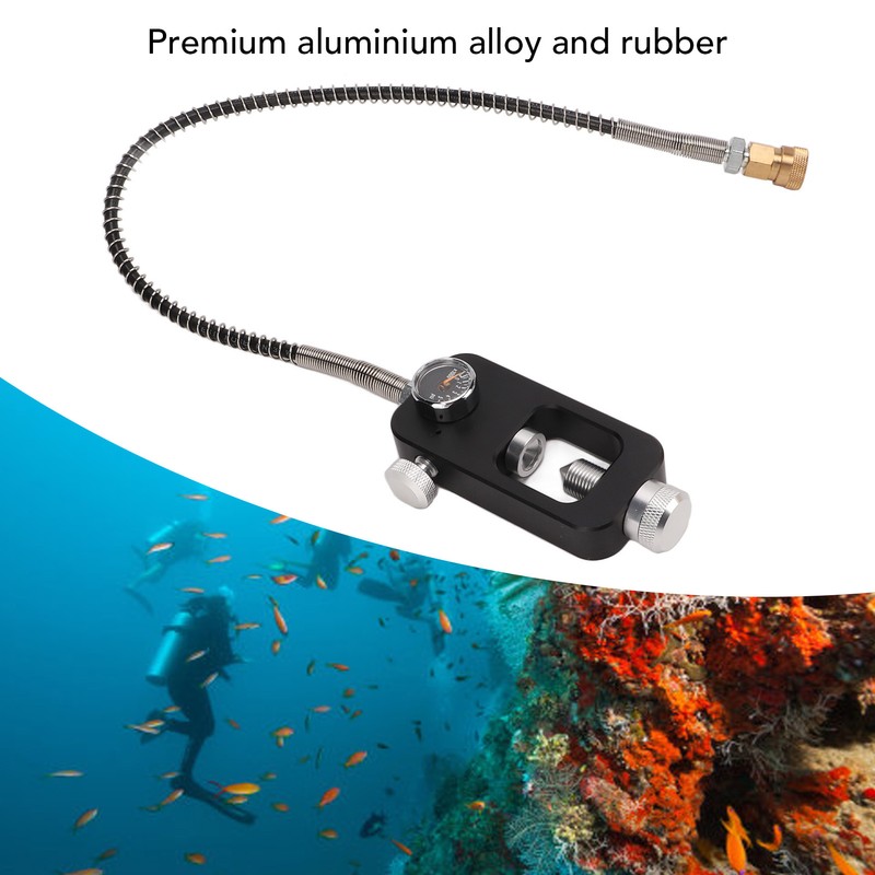 Diving Tank Refill Adapter with Gauge Hose Aluminium Alloy Durable