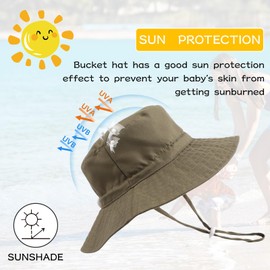 PEECABE Baby Sun Hat Summer Sun Protection Toddler Bucket Hat Wide Brim Adjustable Chin-Strap Beach Cap (CA/US, Age, 3 Years, 8 Years, Dark Army Green)