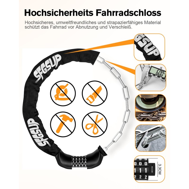 SFGSUP Bicycle Lock High Security Bicycle Lock Combination Lock with