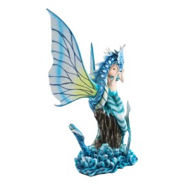 Ebros Large Nautical Blue Mermaid Feeding Leviathan Ocean Dragon Fairy Statue