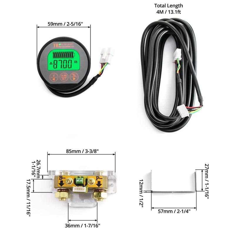 QWORK Battery Monitor Voltmeter Ammeter, Voltage Range 8V-80V and up