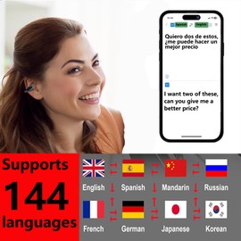 Haiseire AI Languages Translator Earbuds,Translation Earbuds Real Time,Open Ear Clip-on Translating Headphones,Audifonos Traductores Inglés español,Wireless Translation Earbuds,Orange Milk