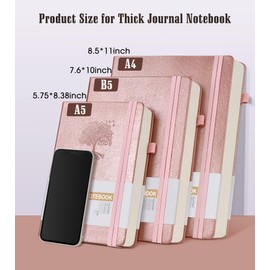 Lined Journal Notebook, 365 Pages A4 Large Journals for Writing Ruled Notebook, Pink Hardcover Leather Journals for Women Men,Notebook for Work, Note Taking, 100Gsm Thick Paper (8.5" x 11" Rose Gold)