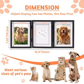 EXYGLO Pet Pawprint with Clay Imprint Kit, 4x6 Picture Frame and Paw Print Kit for Dogs or Cats Memorial, Wooden Memorial Frame with Letter & Number Stamp, DIY Pawprint Keepsake Gift for Pet Lovers, B