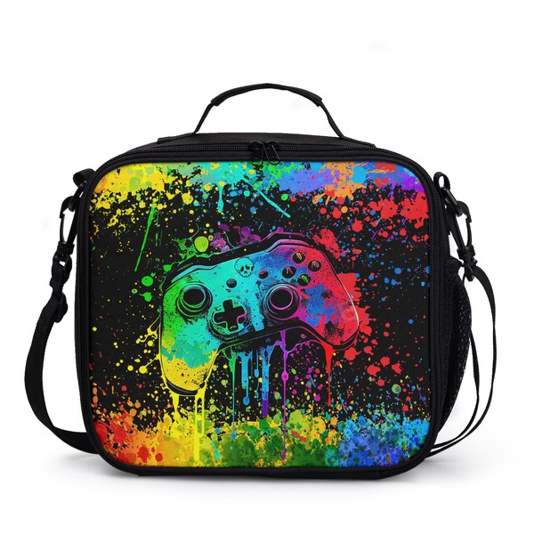 Graffiti Game Pattern Lunch Bag Watercolor Doodle Game Lunch Boxes