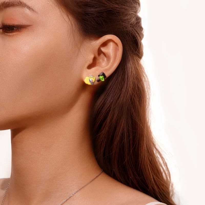 GNOCE Mismatched Wicked Witch Stud Earrings Irregular Stud Earrings 925