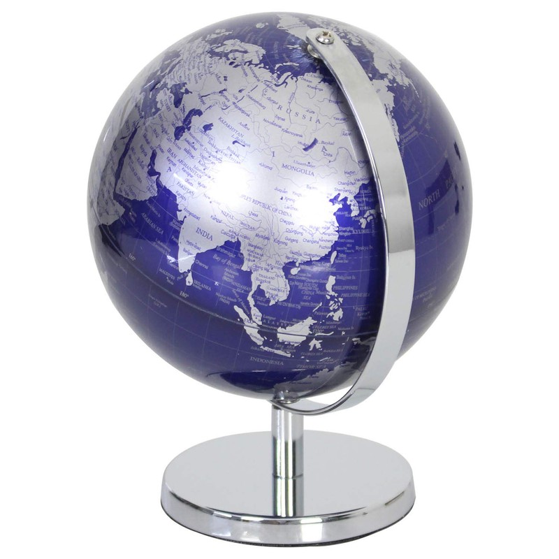 The Leonardo Collection Silver and Blue Globe (small)