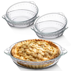 Uiifan 4 Pack 6 Inches Mini Glass Pie Pan for Baking 11.6 oz Clear Pie Plate with Handles Round Glass Dish for Baking and Serving, Snacks, Salads, Desserts