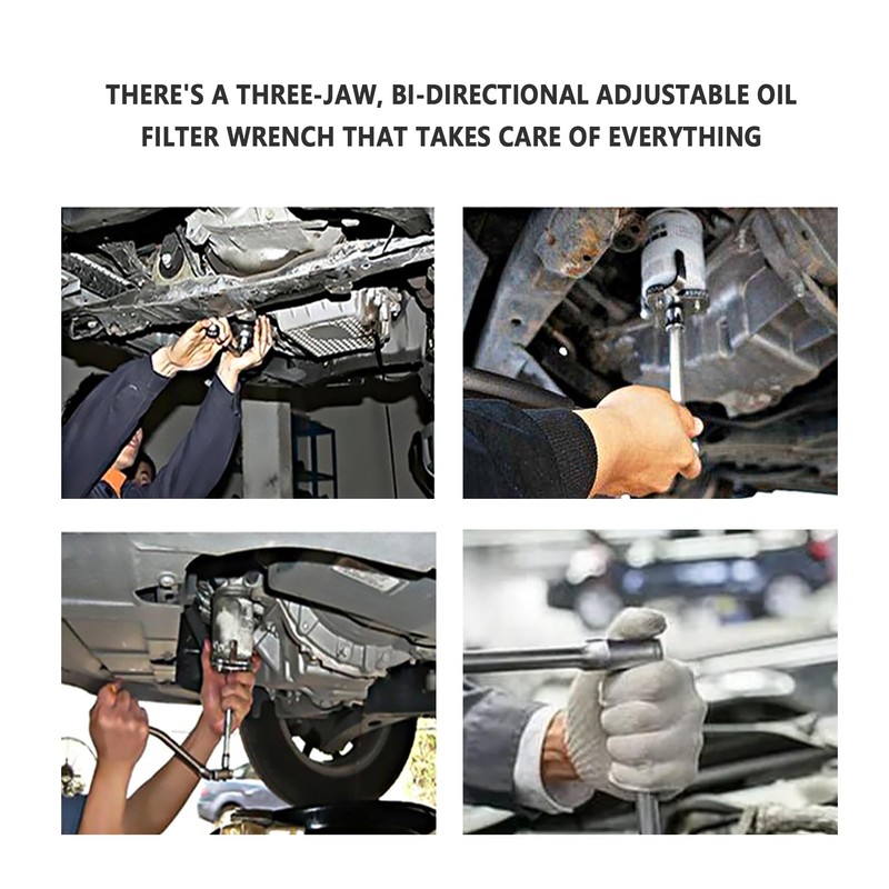 carleef Adjustable Oil Filter Wrench Tool,3 Jaw 2 Way Oil