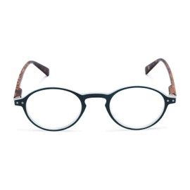 Readers.com Reading Glasses: The Studio Reader, Plastic Round Style for Men and Women - Blue and Tortoise, 1.50