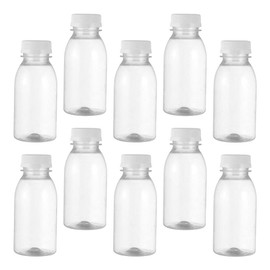Toddmomy 10Pcs Empty Plastic Juice Bottles 100ML Milk Container Bottle with Caps Reusable Beverage Containers for Milk Juice Drinks
