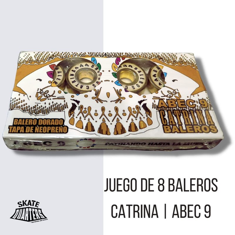 Skate Quarters Baleros Catrina Dorado Blanco ABEC 9 Set de