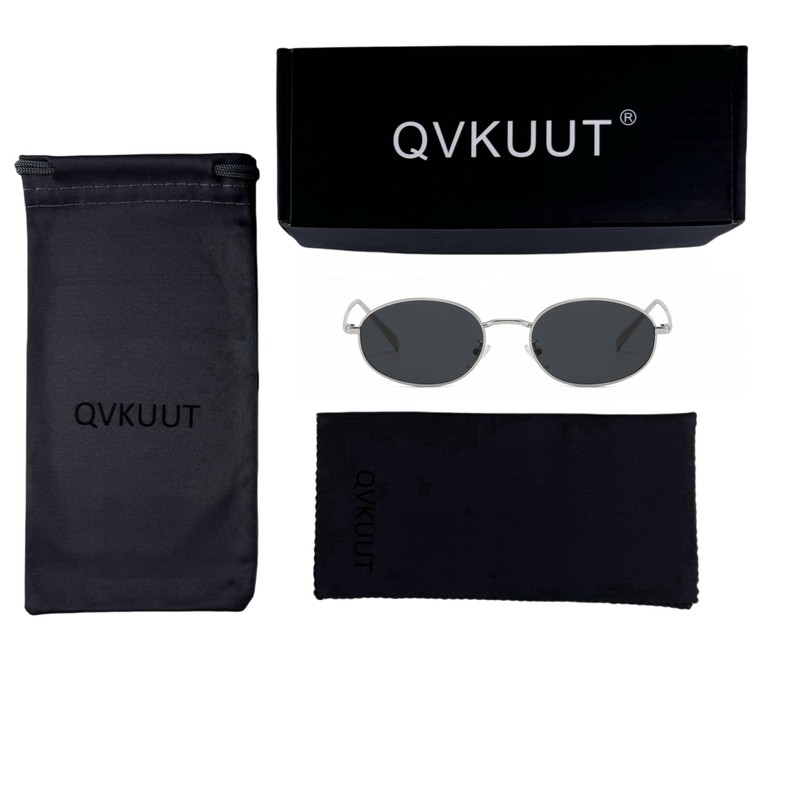 QVKUUT Retro Oval Metal Frame Sunglasses for Men and Women,