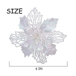 Pack of 15 Christmas Sparkle Poinsettia Flowers, Artificial Christmas Flowers, Christmas Flowers Decorating, Christmas Tree Decoration Glitter Poinsettia, Christmas Tree Decoration Ornament, Flowers