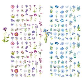 EPCDBBRT 200 Flower Stickers, Retro Stickers, Scrapbook Stickers, Diy Decorative Stickers, Can Be Used To Decorate Notebooks, Computers, Postcards, Cups, Gifts, Etc.