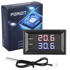 FORIOT W1209-WK Digital Thermostat DC 12V NTC -50°C to 110°C, Mini Thermostat with Thermistor Line Adjustable Temperature Switch with Red and Blue Display