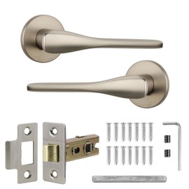 Decoranddecor Satin Nickel Door Handles Internal – Aluminium Door Handle Sets Silver Door Handles for Wooden Interior Doors | Internal Door Handles with Tubular Mortice Latch | Verita Range