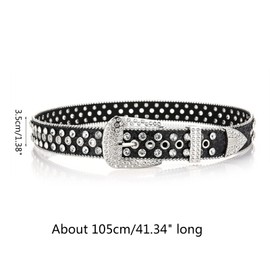 Goth Rhinestone Belt Women PU Leather Strap Rhinestone Belt Cowgirl Y2K Girls Fashion Belt for Jeans Men - Blue