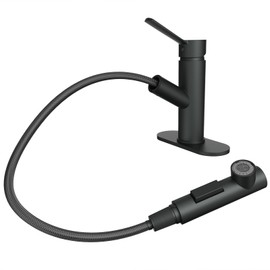 Bathroom Sink Faucet with Pull Out Sprayer - Single Handle Bathroom Faucet 1 Hole Only - Matte Black - by Beati Faucet