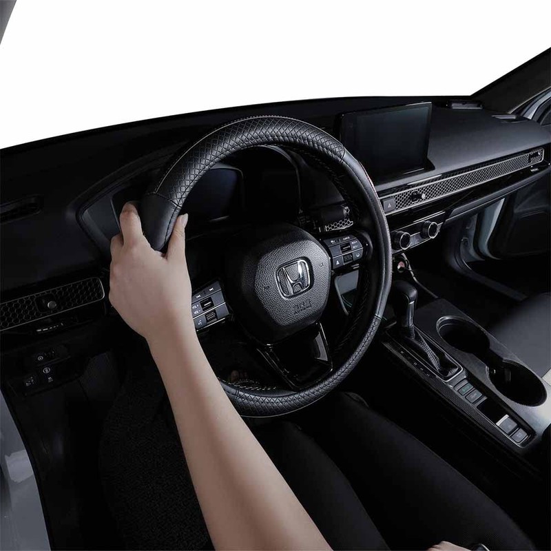 EKR Universal 15 inch Leather Steering Wheel Cover - Genuine