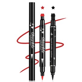 XINGXYUEL 2PCS Double-headed Eyeliner Stamp Pencil Black and Red Liquid Winged Eyeliner Stamp Pen Waterproof Smudgeproof Eye Liner Stamp for Eye Makeup(Star)