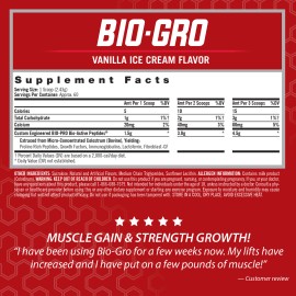 Proteína muscular, fuerza y recuperación BIO-GRO - Helado de vainilla / 60 porciones