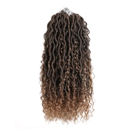 6Packs Aipin New Goddess Locs Crochet Hair 18 Inch River Locs Boho Hippie Locs Wavy Crochet With Curly Hair In Middle And Ends Braids Hair Extensions (6Packs,18 inch, T27)