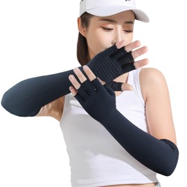 SHIFANQI Guantes largos de cobre para artritis – Guantes de compresión de ajuste extra largo con infusión de cobre para mujeres y hombres, escritura de computadora, túnel carpiano y soporte para alivio del dolor de manos de muñeca, 1 par (mediano)