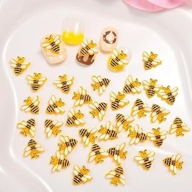 30Pcs Yellow Resin Bee Nail Charms, 3D Bumblebee Designs for Nail Art, DIY Crafts and Salon Embellishments