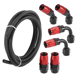 X AUTOHAUX CPE Braided Oil Line 10 ft 3/8 Inch Fuel Line with AN6 End Connection for Car