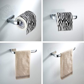 Flybath 2pc Bathroom Accessories Set - Towel Ring and Toilet Roll Holder Brass Wall Mounted, Polished Chrome